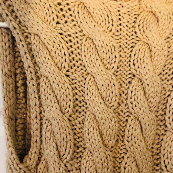 BEBE TAN CHUNKY CROCHET KNIT OPEN FRONT SWEATER WITH ROUNDED BACK SIZ… - Picture 6 of 7